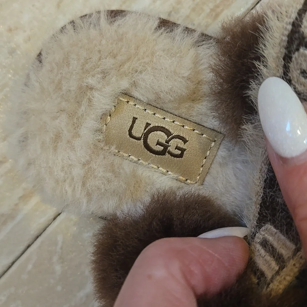 UGG Plush "Fluff Yeah" Sheepskin Lion Unisex Slide/Strap Sandal Shoes - Picture 4 of 8